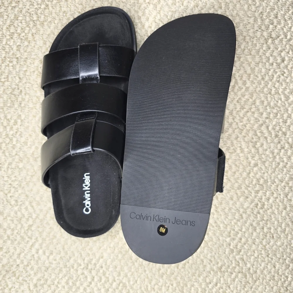 Calvin Klein Black Slide Sandals NWT 8